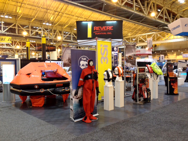 Live Jackets and suits Live Rafts in a booth