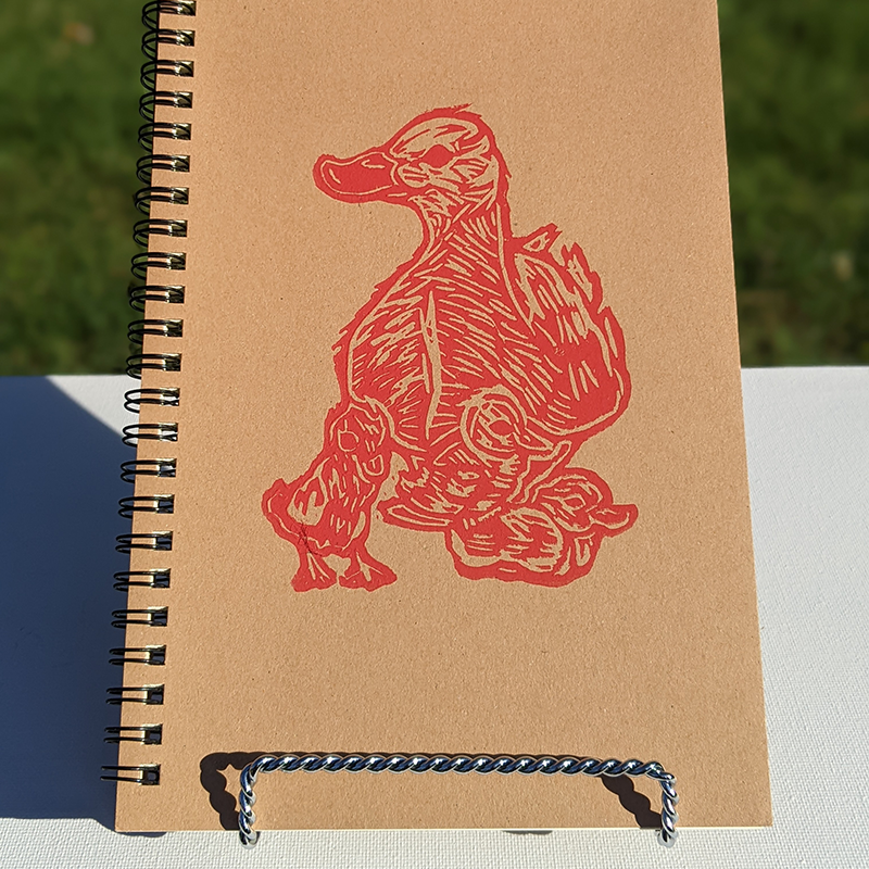Red Mother Duck Print Notebook B